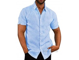 AUDATE Herren Sommer Strand Hemd Button Down Shirt Kurzarm Hemd Freizeithemd