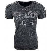 Rusty Neal Herren T-Shirt All Over Waschung Washed Stars A1-RN-15192