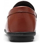 CAIYAN Mens Elegante Buckle Loafer Komfortabler Driving Loafer for Herren Round Toe Pull on aus echtem Leder Leichtgewicht Geeignet for das tägliche Gehen Frühling und Autunm Handlichkeit