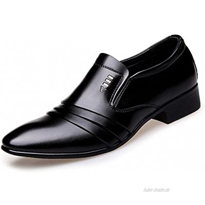 ChenTeShangMao Herrenschuhe-Männer PU-Leder-Schuhe Black Matte Overlap Splice Vamp Slip-on Gefüttert Geschäfts Oxfords Komfortabel Color : Black Size : 43 EU