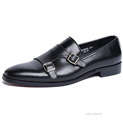 Herren Monk Schuhe,Bankett-Hochzeitskleid Schuhe Geschäfts-Leder-Schuhe Single Buckle Spitz Schuhe,Black- 40 UK 7 US 7.5
