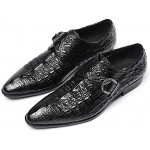 Herren Monk Schuhe,Bankett-Hochzeitskleid Schuhe Single Buckle Klassische Spitzschuh Rind Schuhe,Black- 39 UK 6.5 US 7