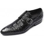 Herren Monk Schuhe,Bankett-Hochzeitskleid Schuhe Single Buckle Klassische Spitzschuh Rind Schuhe,Black- 39 UK 6.5 US 7